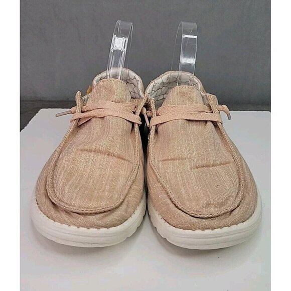 HEY DUDE Wendy Canvas Slip-On Shoes - Womens Size 10 - Sparkling Rose Gold - Picture 3 of 12